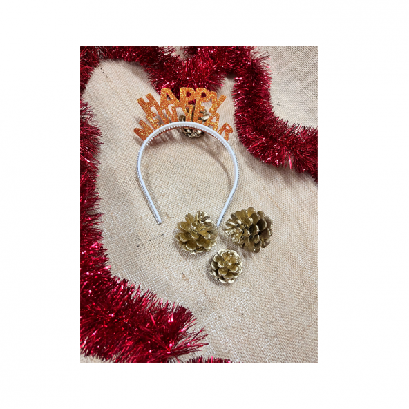 Happy New Year Simli Eva Taç Turuncu ürün görseli 1