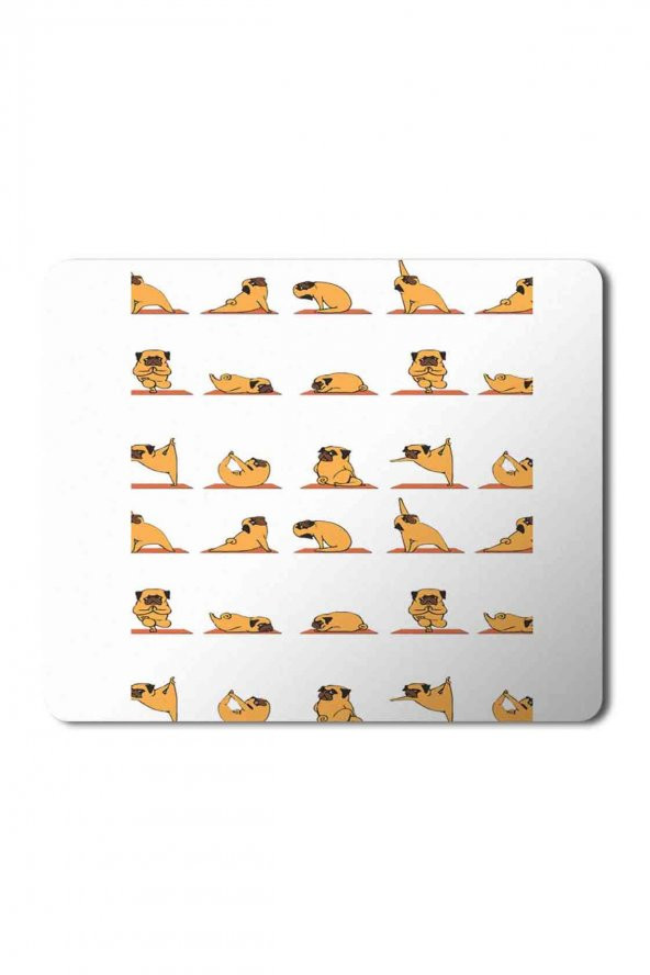 Yoga Yapan Pug Köpek Baskılı Mouse Pad Mousepad