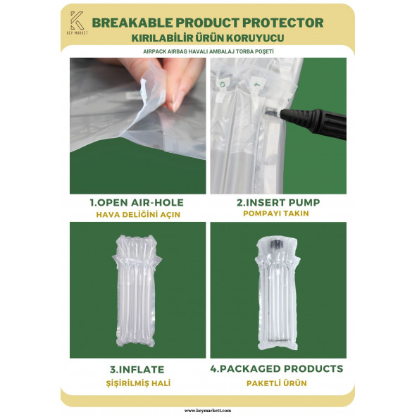 100 Adet-Paket 18x33 cm Airpack Ambalaj Torbası Airbag Havalı Poşet Sirke Şişesi Ambalajı - 4