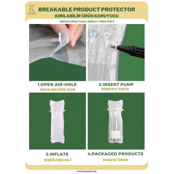 20 Adet-Paket 21x40 cm Airpack Ambalaj Torbası Airbag Havalı Poşet Şarap Şişesi Ambalajı - 4