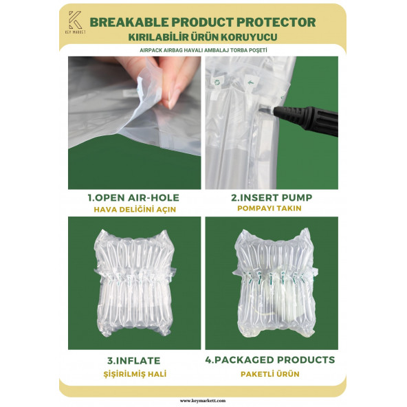 20 Adet-Paket 27x26 cm Airpack Ambalaj Torbası Airbag Havalı Poşet Kupa Bardak  Ambalajı - 4