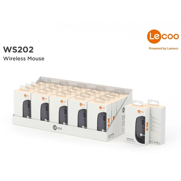 Lenovo Lecoo Ws202 Nano Alıcılı Kablosuz 1600Dpi Siyah 4 Tuş Mouse - 4