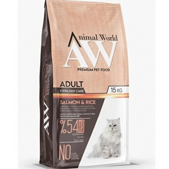 Animal World Somonlu Kısırlaştırılmış Kedi Maması 15 kg
