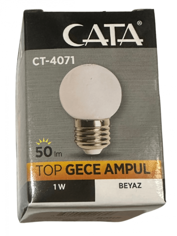 Cata CT-4071 1W (Beyaz Işık) E27 Duylu Top Gece Led Ampul