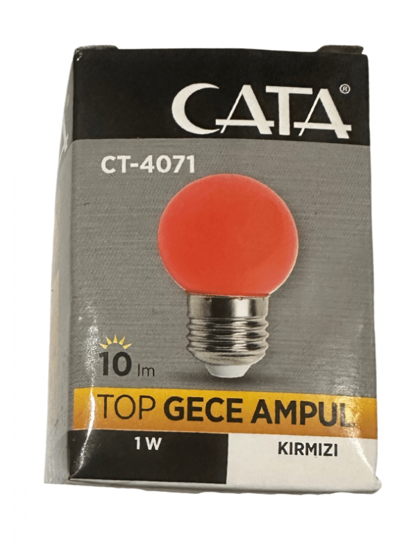 Cata CT-4071 1W Kırmızı Işık E27 Duylu Top Gece Led Ampul