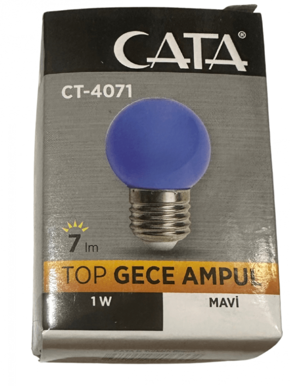 Cata CT-4071 1W (Mavi Işık) E27 Duylu Top Gece Led Ampul