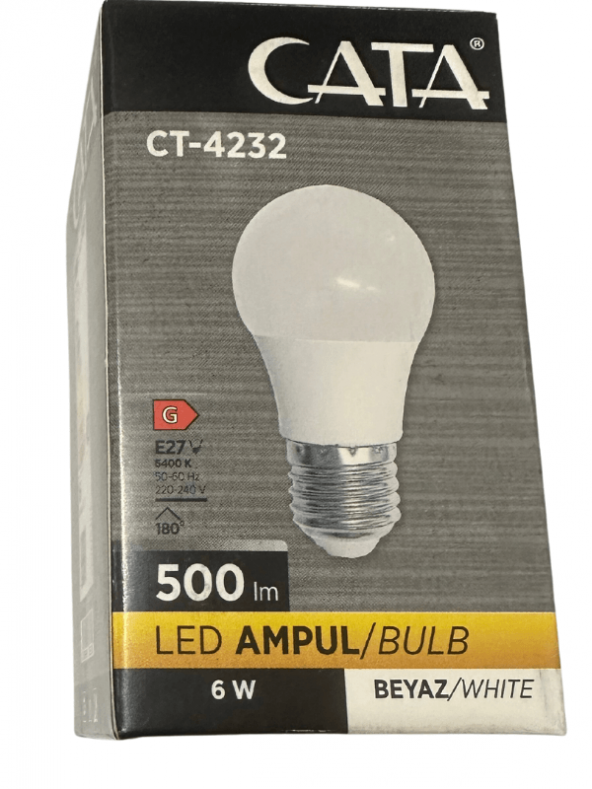 Cata CT-4232 6W 6400K (Beyaz Işık) E27 Duylu Led Ampul (4 Adet)