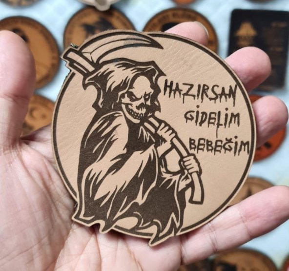 Hazırsan Gidelim Bebeğim Azrail Deri PEÇ  -Arma - Leather Patch - 3