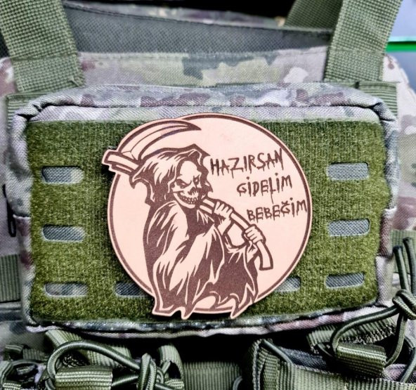 Hazırsan Gidelim Bebeğim Azrail Deri PEÇ  -Arma - Leather Patch - 2