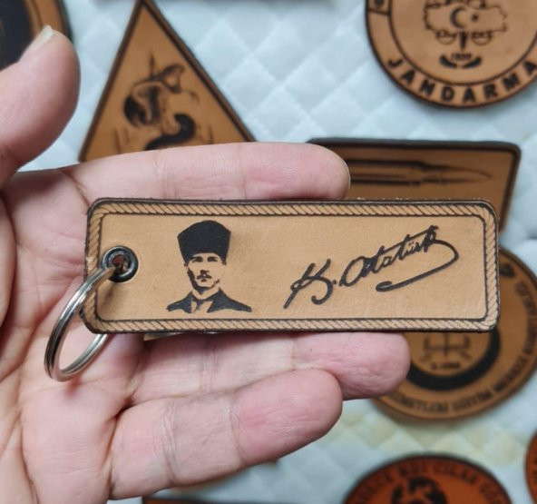 ATATÜRK Deri Anahtarlık  - Arma - Leather Key Holder - 2
