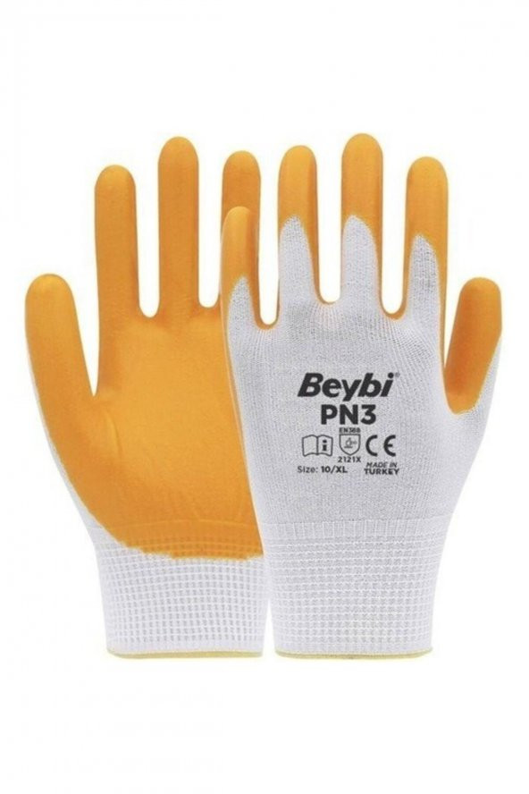 Beybi Pn3 Nitril Sarı Iş Eldiveni 10 Beden - 12 Çift - 2