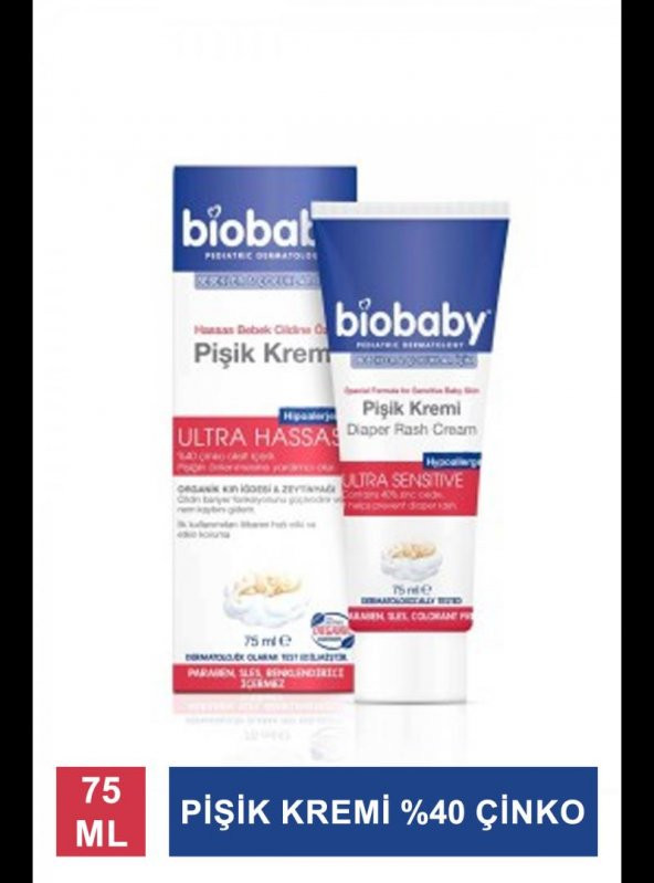 Biobaby Bebek Pişik Kremi 40 Çinko 75 ml