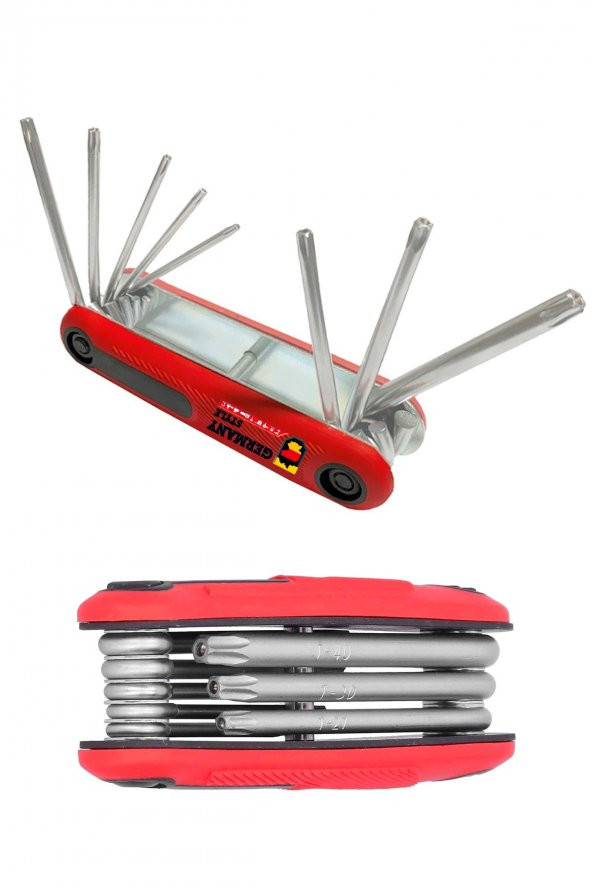 Germany Style 8 in 1  Taşınabilir Katlanır Anahtar Torks Anahtar Alyan Tamir Kiti - 2