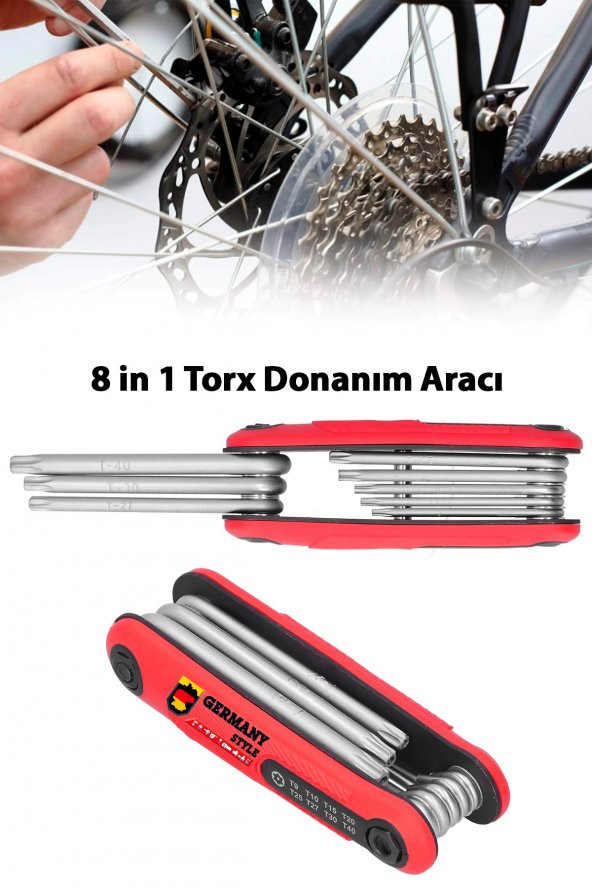 Germany Style 8 in 1  Taşınabilir Katlanır Anahtar Torks Anahtar Alyan Tamir Kiti - 3