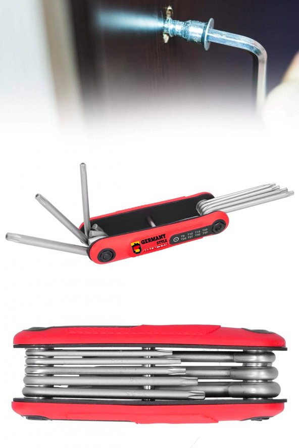 Germany Style 8 in 1  Taşınabilir Katlanır Anahtar Torks Anahtar Alyan Tamir Kiti - 4