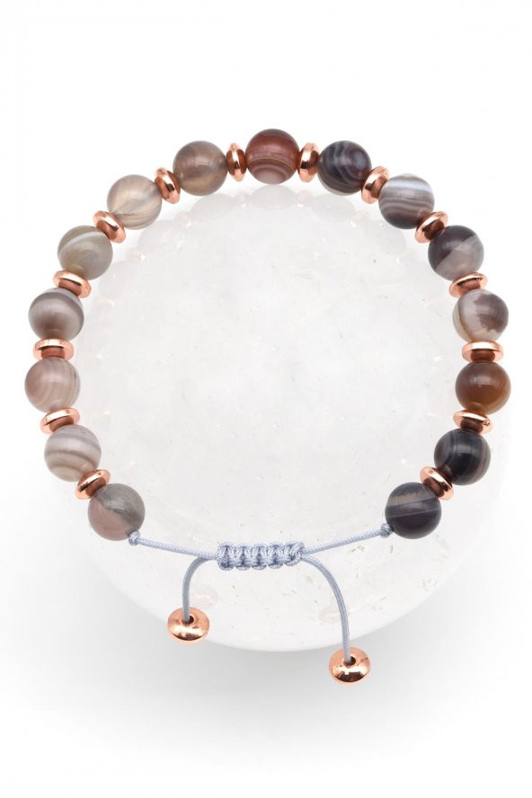 Botswana Akik Doğal Taş Makrome Örme Bileklik Fasetli Kesim ürün görseli