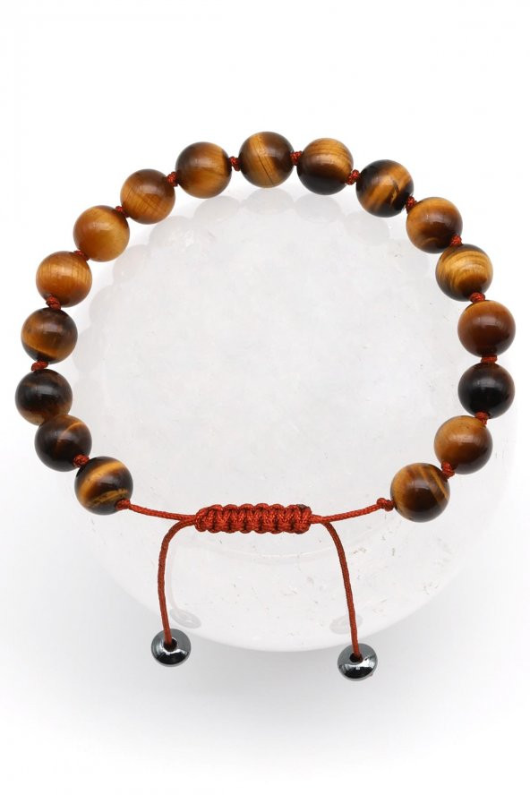 Kaplan Gözü Doğal Taş Makrome Örme Bileklik ürün görseli