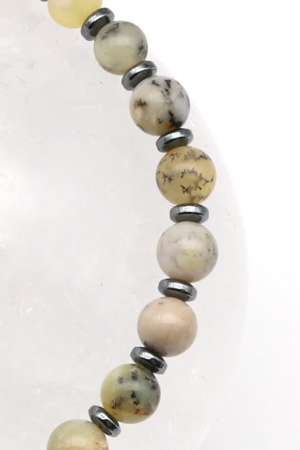 Opal Doğal Taş Makrome Örme Bileklik - Resim 2