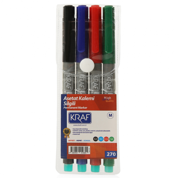 KRAF ASETAT KALEMİ SİLGİLİ (S) 270 4 LÜ SET