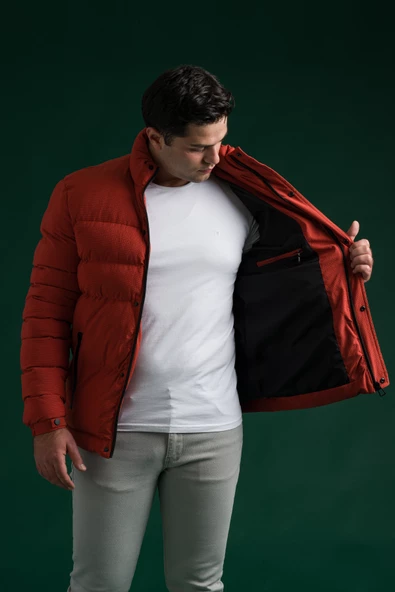 Slimfit Çıtçıt Ve Fermuar Kapamalı Dik Yaka Kolları Lastikli Astarlı Yan Cepli Erkek Kısa Mont - 3