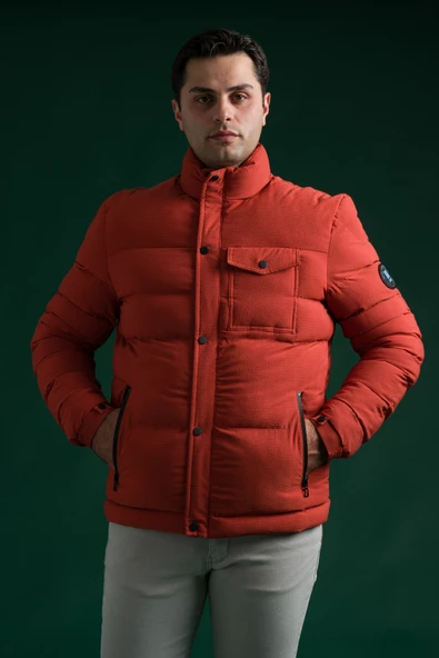 Slimfit Çıtçıt Ve Fermuar Kapamalı Dik Yaka Kolları Lastikli Astarlı Yan Cepli Erkek Kısa Mont - 4