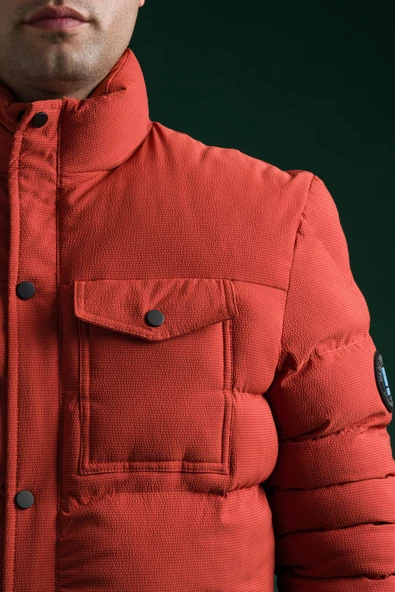 Slimfit Çıtçıt Ve Fermuar Kapamalı Dik Yaka Kolları Lastikli Astarlı Yan Cepli Erkek Kısa Mont - 6