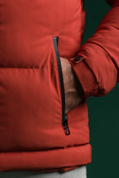 Slimfit Çıtçıt Ve Fermuar Kapamalı Dik Yaka Kolları Lastikli Astarlı Yan Cepli Erkek Kısa Mont - 7