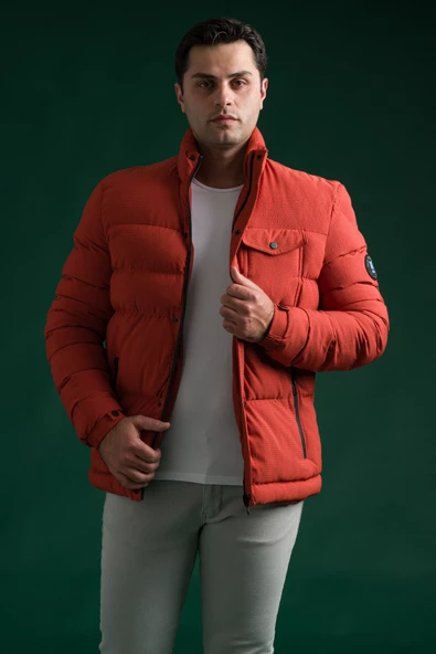 Slimfit Çıtçıt Ve Fermuar Kapamalı Dik Yaka Kolları Lastikli Astarlı Yan Cepli Erkek Kısa Mont - 2