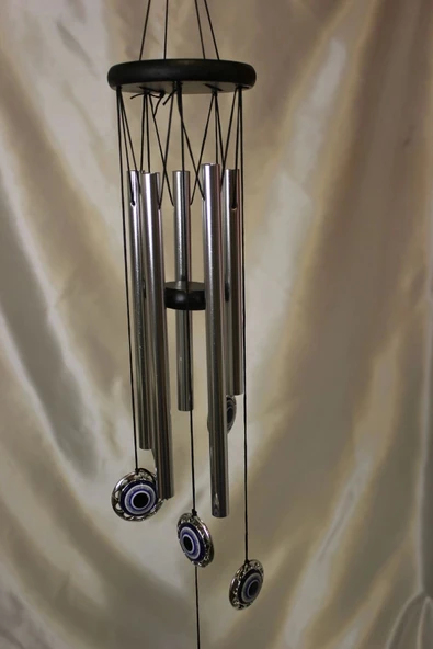 Deprem Çanı Rüzgar Zili Feng Şui Nazar Boncuk 5 Metal Boru - Resim 6