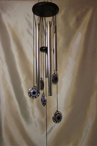 Deprem Çanı Rüzgar Zili Feng Şui Nazar Boncuk 5 Metal Boru ürün görseli