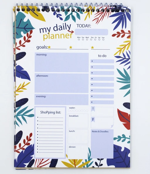 E&D Art Üstten Spiralli Daily Planner A5 Günlük Planlayıcı - Flowers / ed.56457 - 2