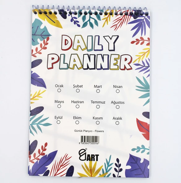 E&D Art Üstten Spiralli Daily Planner A5 Günlük Planlayıcı - Flowers / ed.56457