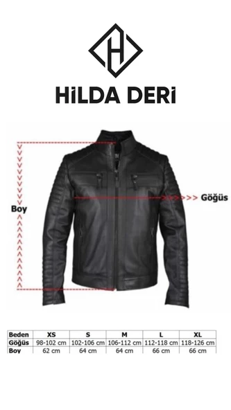 Siyah Hakiki Deri Mont Büyük Beden Erkek Ceket Spor Model Brad  Siyah 5XL - 8