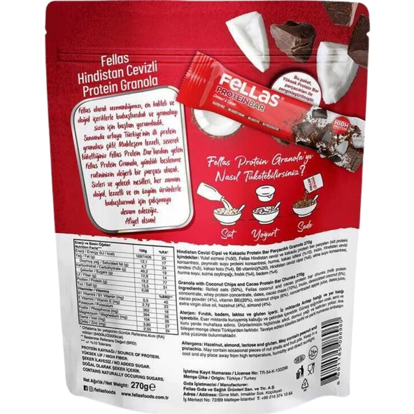 Granola 3'lü -Protein Bar Parçacıklı-Hindistan Cevizli 270g Kırmızı Meyveli 270g+Yer Fıstıklı 270g - 4