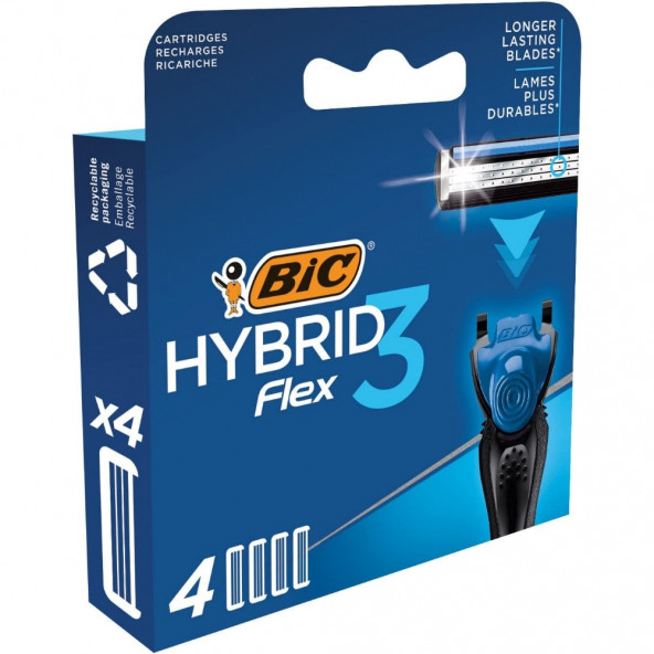 Bic Hybrid Flex 3 Tıraş Bıçağı 4 Yedek Başlık, 1-3-5 Adet Seçenekli