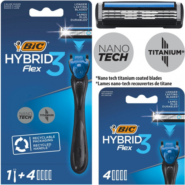 Bic Hybrid Flex 3 Tıraş Bıçağı 1 Sap + 8 Yedek Başlık