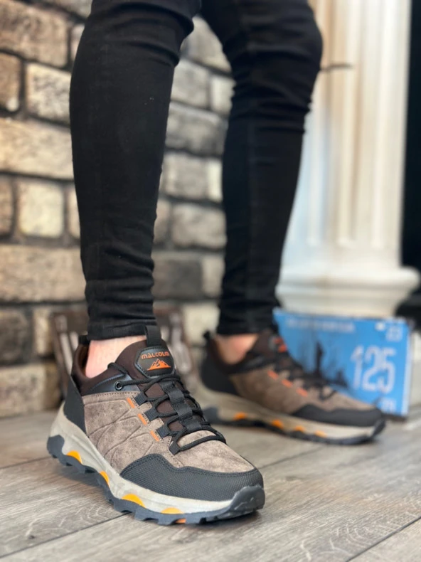 BA0320 Kalın Termo Taban Siyah Turuncu Erkek Trekking Outdoor Ayakkabı - Resim 4