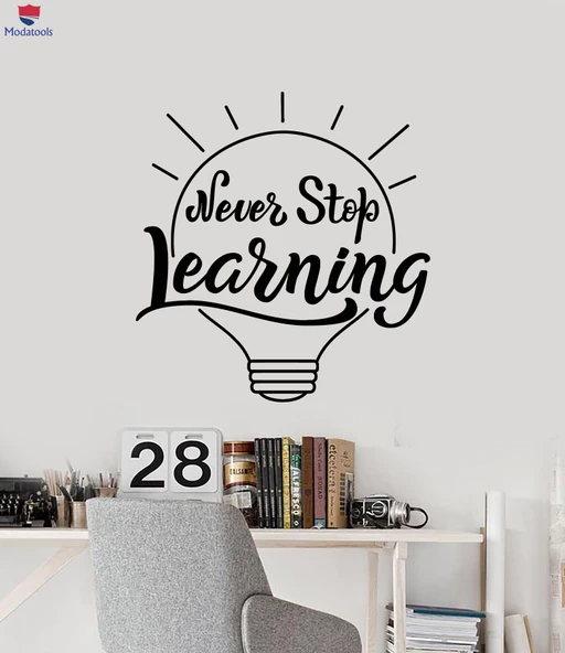 Oturma Odası, Ofis, Dükkan Duvar Sticker Asla Öğrenmeyi Durdurma Alıntı Lamba Fikir Sınıf Okul Çıkartmaları
