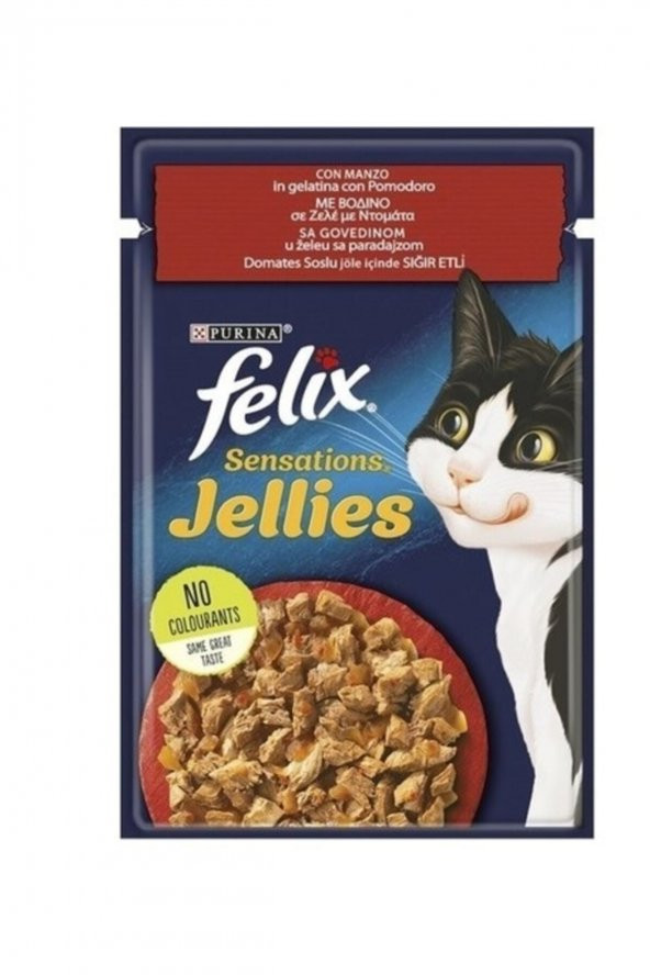 Felix Pouch Jöle İçinde Sığır Etli ve Domatesli Yetişkin Kedi Konservesi 85gr x 26 adet ürün görseli