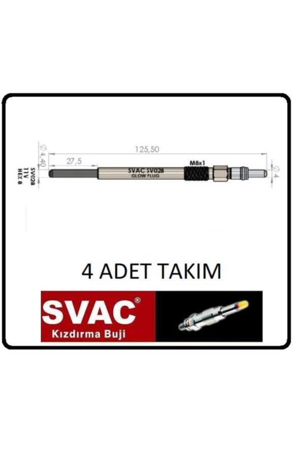 Kızdırma Bujisi Berlingo Jumpy C2 C3 C4 C5 Nemo 1.4-1.6hdi -4 Ad. Takım Sv028 Oem No: 5960.79