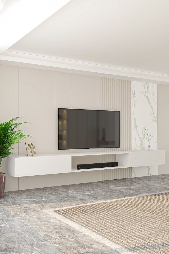Givayo Mobilya Givayo Givayo Troya Tv Ünitesi 250 cm Duvara Monte 3 Modül Beyaz