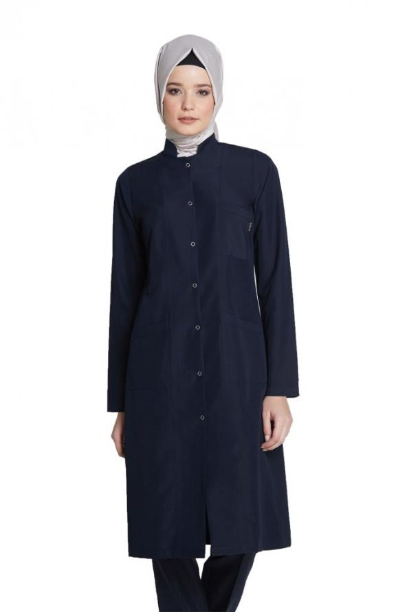 Kadın Tesettür Boy Doktor Öğretmen Önlüğü Laboratuvar Eczacı Hemşire Önlük - 3
