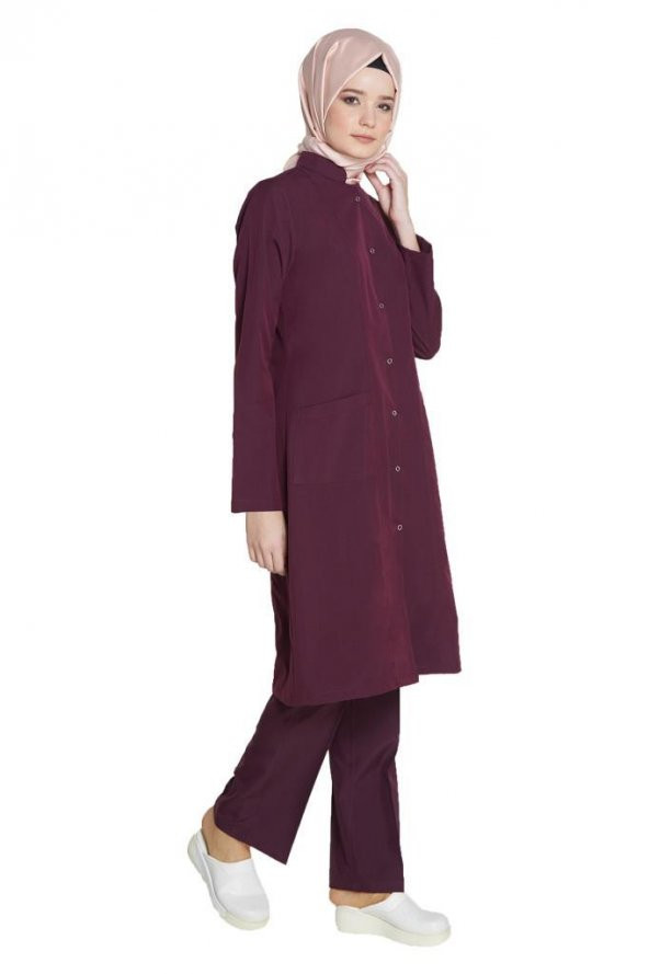 Kadın Tesettür Boy Doktor Öğretmen Önlüğü Laboratuvar Eczacı Hemşire Önlük - 4