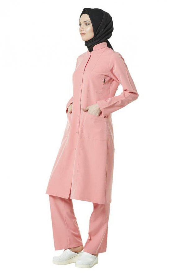 Kadın Tesettür Boy Doktor Öğretmen Önlüğü Laboratuvar Eczacı Hemşire Önlük - 9