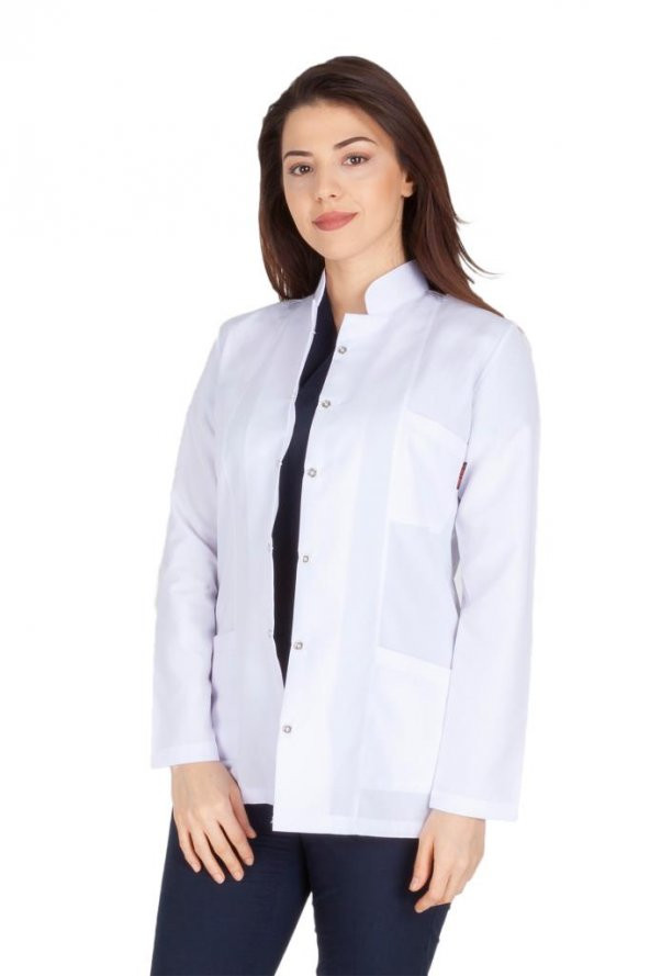 Kadın Doktor Öğretmen Önlüğü Laboratuvar Eczacı Hemşire Ceket Boy Kısa Önlük Hakim Yaka