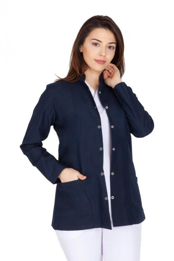 Kadın Doktor Öğretmen Önlüğü Laboratuvar Eczacı Hemşire Ceket Boy Kısa Önlük Hakim Yaka - 4