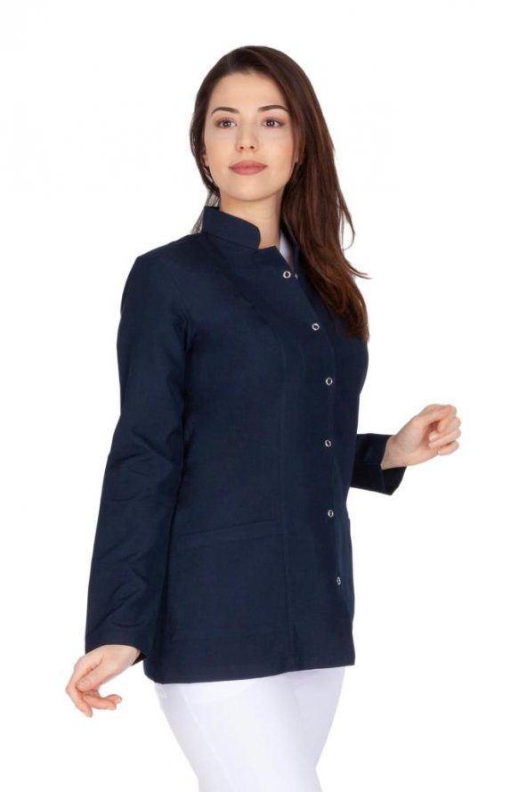 Kadın Doktor Öğretmen Önlüğü Laboratuvar Eczacı Hemşire Ceket Boy Kısa Önlük Hakim Yaka - 6