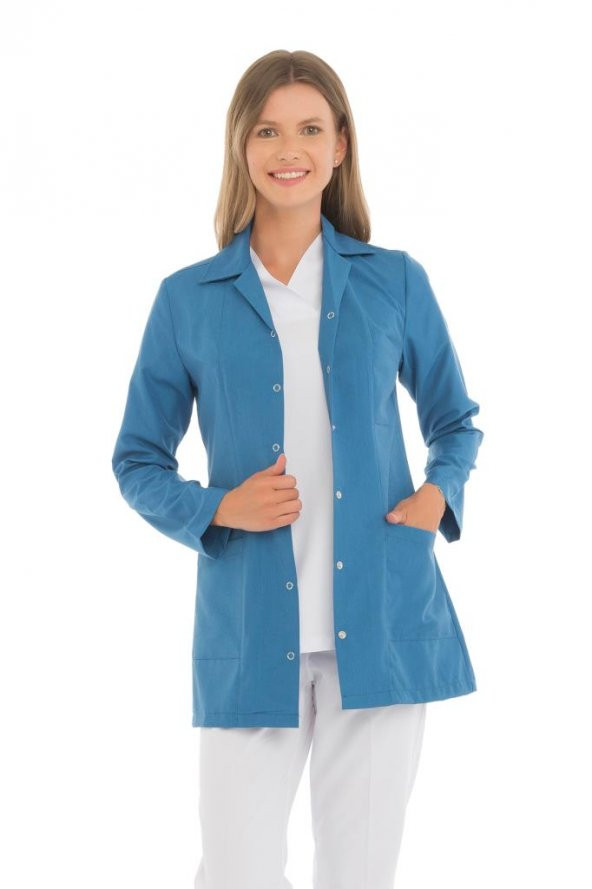 Kadın Doktor Öğretmen Önlüğü Laboratuvar Eczacı Hemşire Ceket Boy Kısa Önlük Klasik Yaka - 6