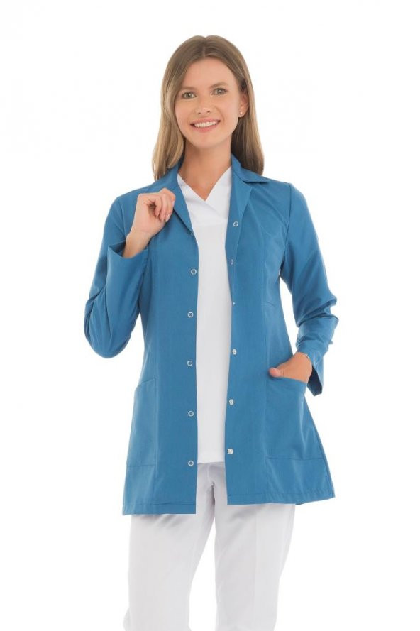Kadın Doktor Öğretmen Önlüğü Laboratuvar Eczacı Hemşire Ceket Boy Kısa Önlük Klasik Yaka - 7