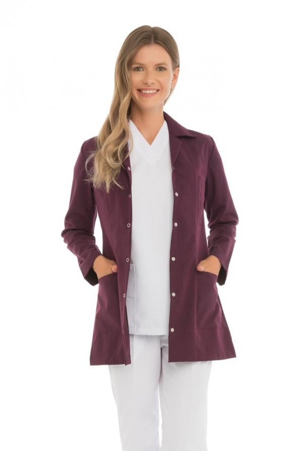 Kadın Doktor Öğretmen Önlüğü Laboratuvar Eczacı Hemşire Ceket Boy Kısa Önlük Klasik Yaka - 8